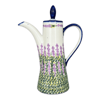 A picture of a Polish Pottery Teapot, 1.1 Liter "Opus", WR (WR8G) in "Lavender Fields" by W.R. Ceramika | WR8G-BW4 as shown at PolishPotteryOutlet.com/products/1-1-liter-opus-teapot-lavender-fields-wr8g-bw4