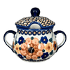 Polish Pottery 3.5" Traditional Sugar Bowl (Bouquet in a Basket) | C015S-JZK at PolishPotteryOutlet.com