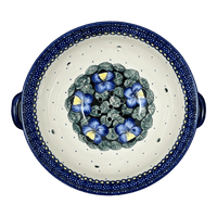 A picture of a Polish Pottery Berry Bowl (Pansies) | D038S-JZB as shown at PolishPotteryOutlet.com/products/9-75-berry-bowl-pansies-d038s-jzb