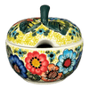 Polish Pottery Bowl, Apple-Shaped, Sugar Bowl, 4.5". WR, WR (WR9C) in "Rainbow Field" by W.R. Ceramika | WR9C-WR54 at PolishPotteryOutlet.com