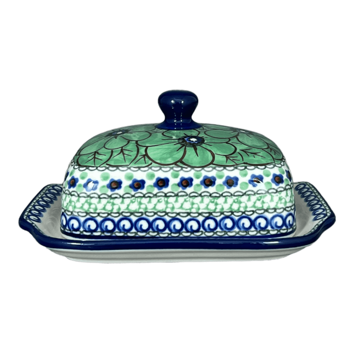 Butter Dish, 7" x 5.5" in "Green Goddess" by Ceramika Artystyczna | A295-U408A