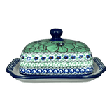 Butter Dish, 7" x 5.5" in "Green Goddess" by Ceramika Artystyczna | A295-U408A