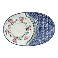 A picture of a Polish Pottery Plate, Round, Soup & Sandwich, 11.75" x 7.25" in "Floral Fans" by Manufaktura | P006S-P314 as shown at PolishPotteryOutlet.com/products/soup-and-sandwich-plate-floral-fans-p006s-p314