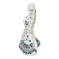 A picture of a Polish Pottery Luminary, Tall Angel, 9" in "Winter Aspen" by Ceramika Artystyczna | AC68-1995X as shown at PolishPotteryOutlet.com/products/9-tall-angel-luminary-winter-aspen-ac68-1995x