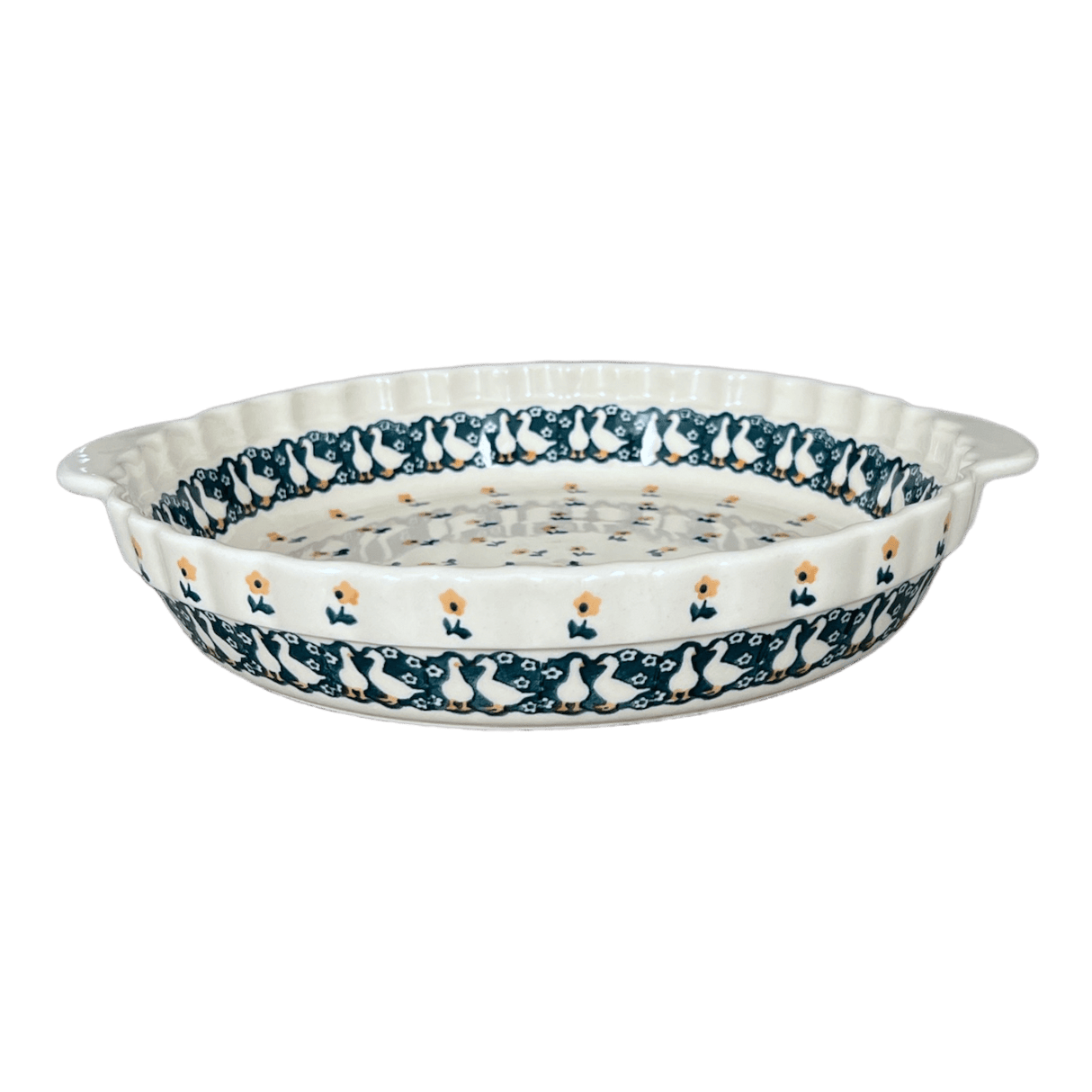 Baker, Round, Pie Plate, Handles, 9.75" in "Lucky Duck" by Manufaktura | Z148T-P322