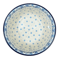 A picture of a Polish Pottery Bowl, Round, Deep, 10.5" in "Pansy Blues" by Ceramika Artystyczna | A113-2346X as shown at PolishPotteryOutlet.com/products/c-a-deep-10-5-bowl-pansy-blues-a113-2346x