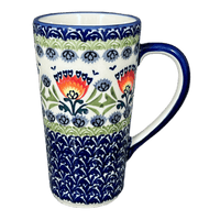 A picture of a Polish Pottery John's Mug (Floral Fans) | K083S-P314 as shown at PolishPotteryOutlet.com/products/12-oz-johns-mug-floral-fans-k083s-p314
