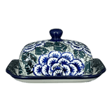 Butter Dish, 7" x 5.5" in "Blue Dahlia" by Ceramika Artystyczna | A295-U1473