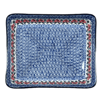 A picture of a Polish Pottery Baker, Lasagna Pan, 10.25" x 12.75" in "Rosie's Garden" by Ceramika Artystyczna | A406-1490X as shown at PolishPotteryOutlet.com/products/c-a-lasagna-pan-rosies-garden-a406-1490x