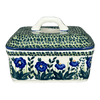 Polish Pottery Butter Box (Bouncing Blue Blossoms) | M078U-IM03 at PolishPotteryOutlet.com