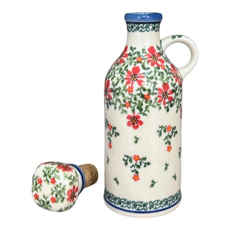 Bottle with Cork, 11 oz in "Draping Red Florals" by Galia | GB02-PW3