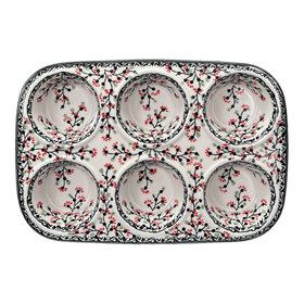 Polish Pottery Muffin Pan, 8.5" x 12.5" in "Cherry Blossoms - Solid Rim" by Manufaktura | F093S-DPGJA Additional Image at PolishPotteryOutlet.com