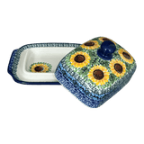 Butter Dish, 7" x 5.5" in "Sunflowers" by Ceramika Artystyczna | A295-U4739