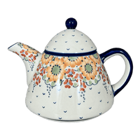 A picture of a Polish Pottery 0.9 Liter Teapot (Autumn Harvest) | C005S-LB as shown at PolishPotteryOutlet.com/products/0-9-liter-teapot-autumn-harvest-c005s-lb