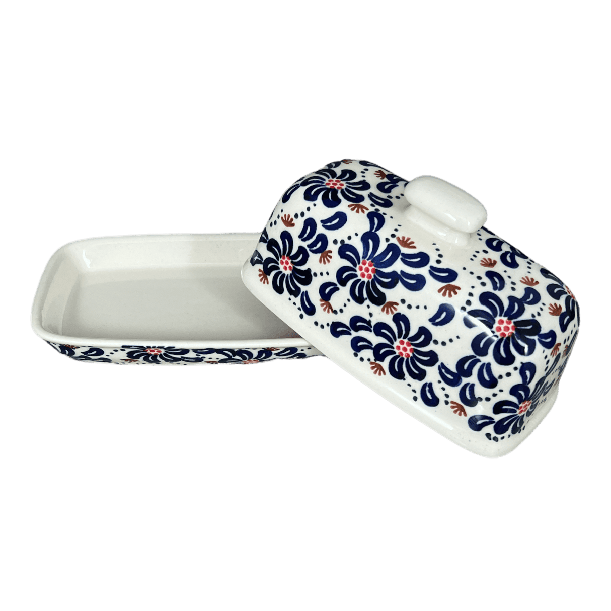 Butter Dish, American, 4" x 7.5" in "Floral Fireworks" by Manufaktura | M074U-BSAS