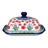 Butter Dish, 7" x 5.5" in "Red Aster" by Ceramika Artystyczna | A295-1435X