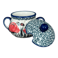 A picture of a Polish Pottery Bowl, Round, Sugar Bowl, 3.5" in "Poppy Paradise" by Manufaktura | C015S-PD01 as shown at PolishPotteryOutlet.com/products/3-5-the-traditional-sugar-bowl-poppy-paradise-c015s-pd01