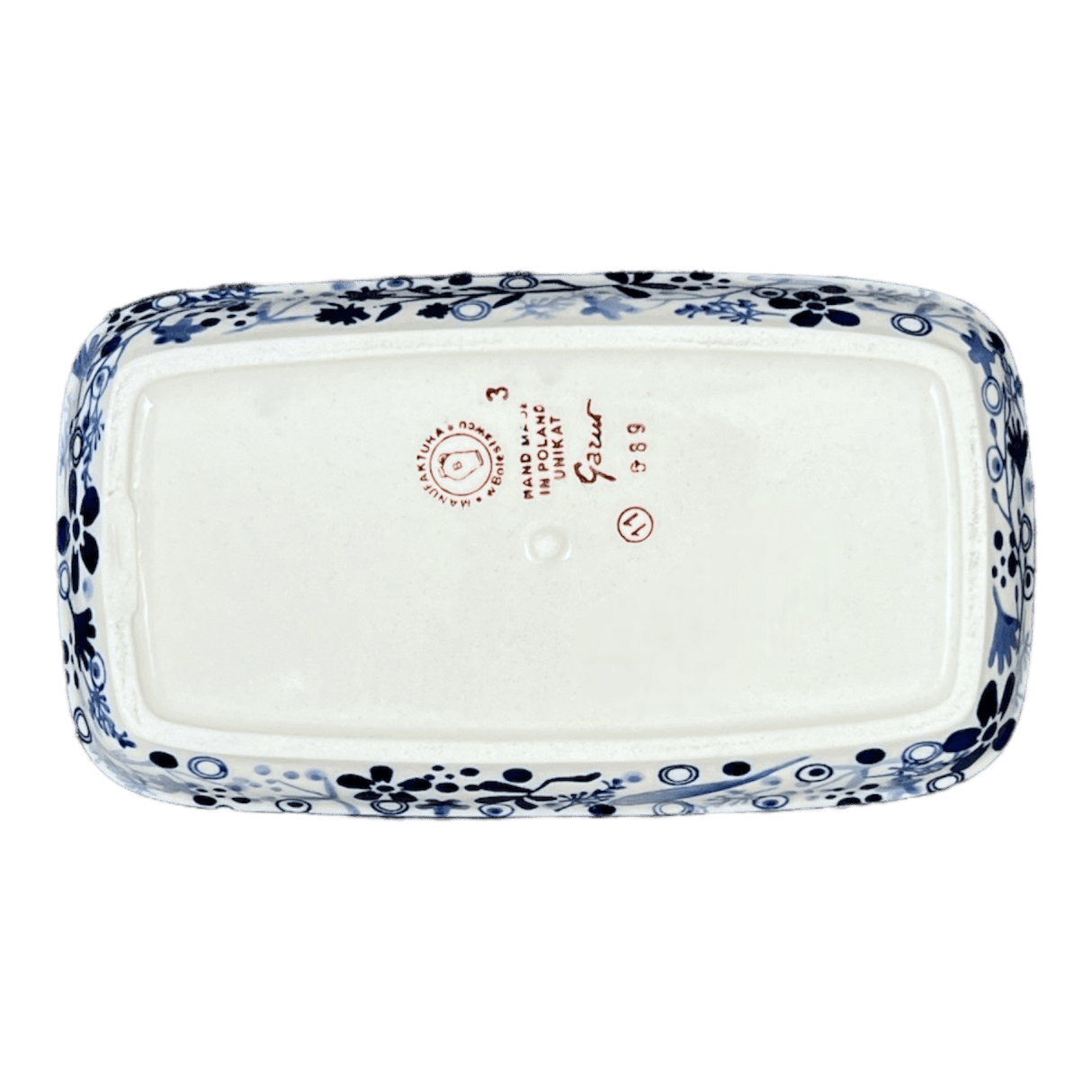 Butter Dish, American, 4" x 7.5" in "Rambling Blues" by Manufaktura | M074S-GZ50