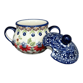 Polish Pottery 3.5" Traditional Sugar Bowl (Mediterranean Blossoms) | C015S-P274 Additional Image at PolishPotteryOutlet.com