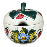 Bowl, Apple-Shaped, Sugar Bowl, 4.5". WR, WR (WR9C) in "Strawberries & Blossoms" by W.R. Ceramika | WR9C-WR2