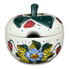 Polish Pottery Bowl, Apple-Shaped, Sugar Bowl, 4.5". WR, WR (WR9C) in "Strawberries & Blossoms" by W.R. Ceramika | WR9C-WR2 at PolishPotteryOutlet.com