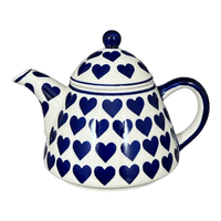 A picture of a Polish Pottery 0.9 Liter Teapot (Whole Hearted) | C005T-SEDU as shown at PolishPotteryOutlet.com/products/0-9-liter-teapot-whole-hearted-c005t-sedu