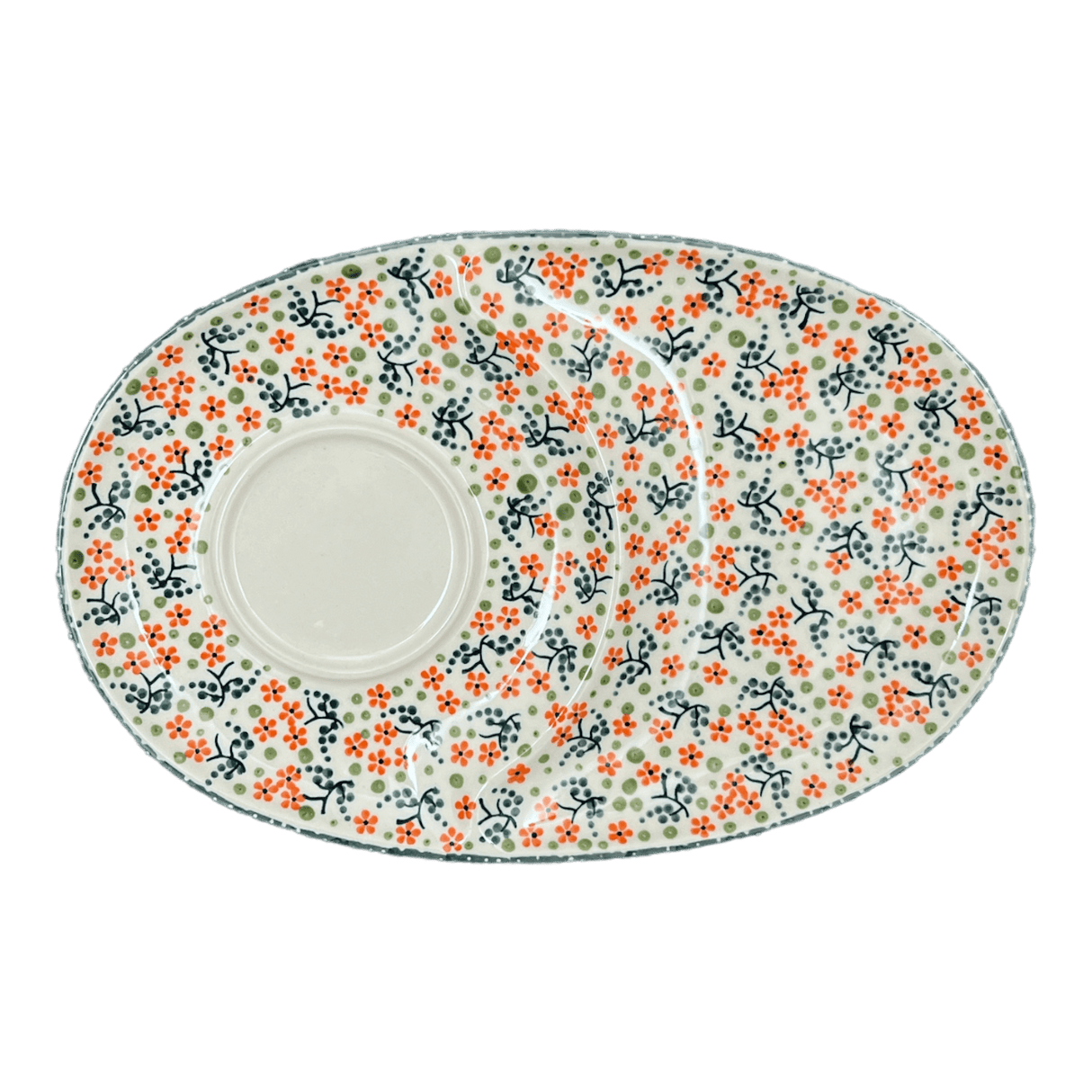 Plate, Round, Soup & Sandwich, 11.75" x 7.25" in "Peach Blossoms" by Manufaktura | P006S-AS46