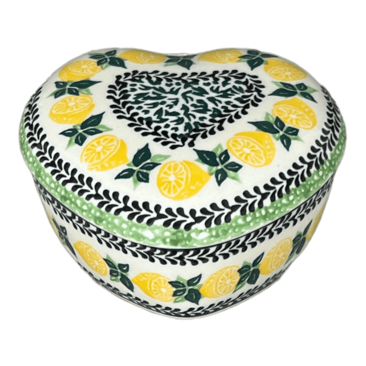 Heart Box, 4.5" in "Lemons and Leaves" by Ceramika Artystyczna | A143-2749X