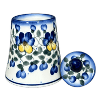 A picture of a Polish Pottery Bowl, Round, Opus, Sugar Bowl, 5.5", WR (WR9D) in "Pansy Wreath" by W.R. Ceramika | WR9D-EZ2 as shown at PolishPotteryOutlet.com/products/5-5-opus-sugar-bowl-pansy-wreath-wr9d-ez2