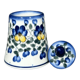 Polish Pottery Bowl, Round, Opus, Sugar Bowl, 5.5", WR (WR9D) in "Pansy Wreath" by W.R. Ceramika | WR9D-EZ2 Additional Image at PolishPotteryOutlet.com