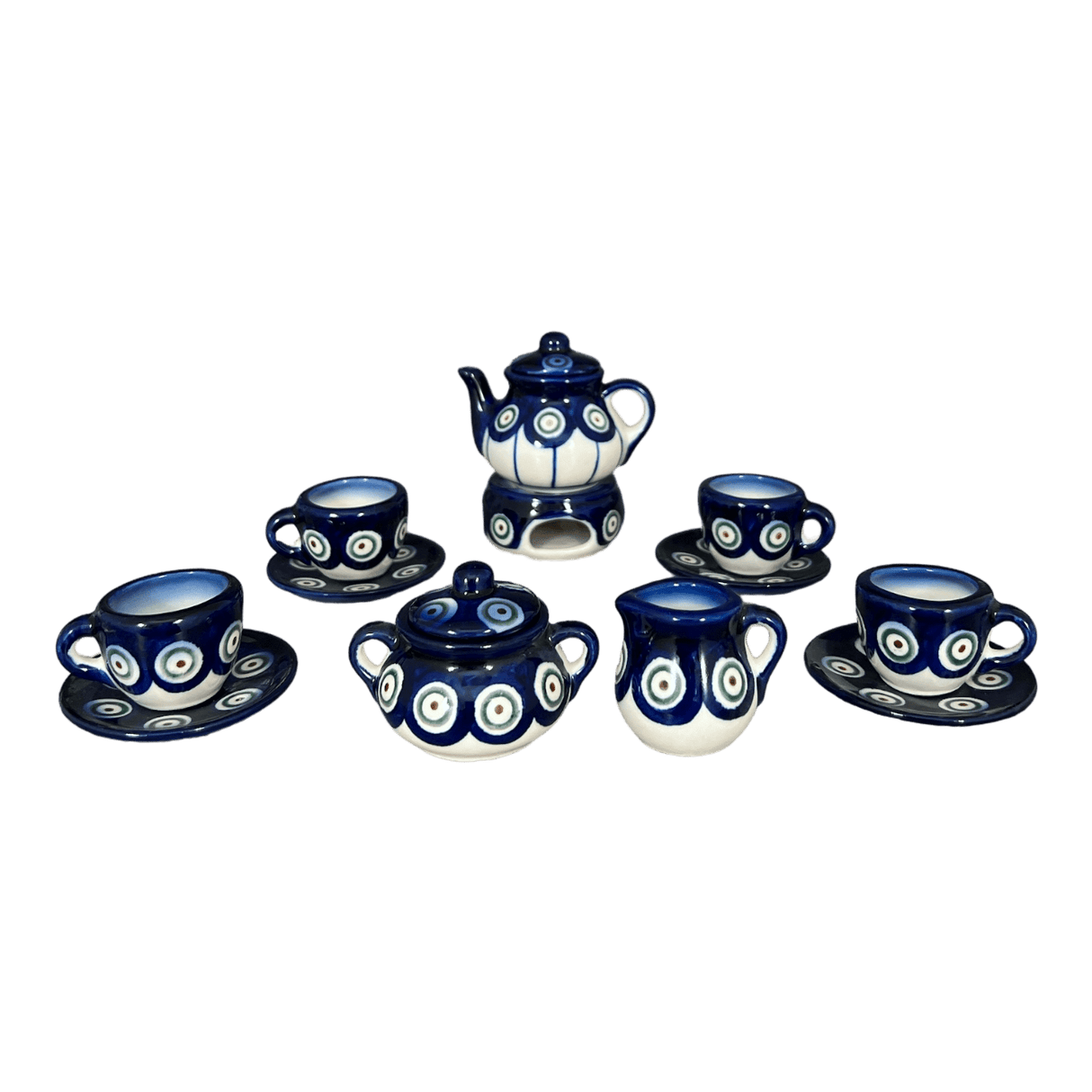 Tea Set, Childs, WR (WR34A) in "Peacock in Line" by W.R. Ceramika | WR34A-SM1