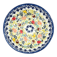 A picture of a Polish Pottery Bowl, Round, Pasta Bowl, WR (WR5E) in "Fall Festives" by W.R. Ceramika | WR5E-WR53 as shown at PolishPotteryOutlet.com/products/w-r-pasta-bowl-fall-festives-wr5e-wr53