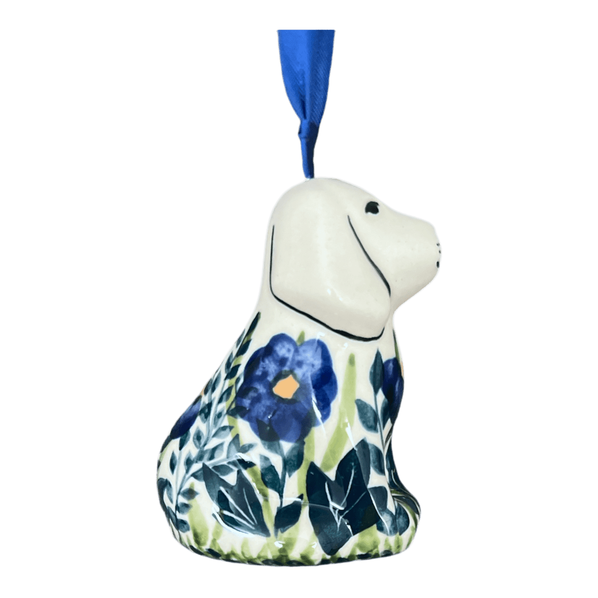 Ornament, Dog, 3" in "Bouncing Blue Blossoms" by Manufaktura | K164U-IM03