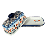 Butter Dish, American, 4" x 7.5" in "Hummingbird Harvest" by Manufaktura | M074S-JZ35