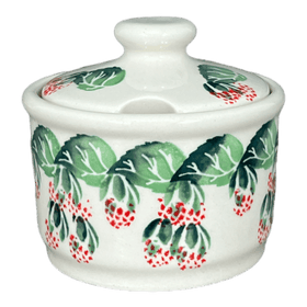 Polish Pottery Zaklady 4" Sugar Bowl (Raspberry Delight) | Y698-D1170 Additional Image at PolishPotteryOutlet.com
