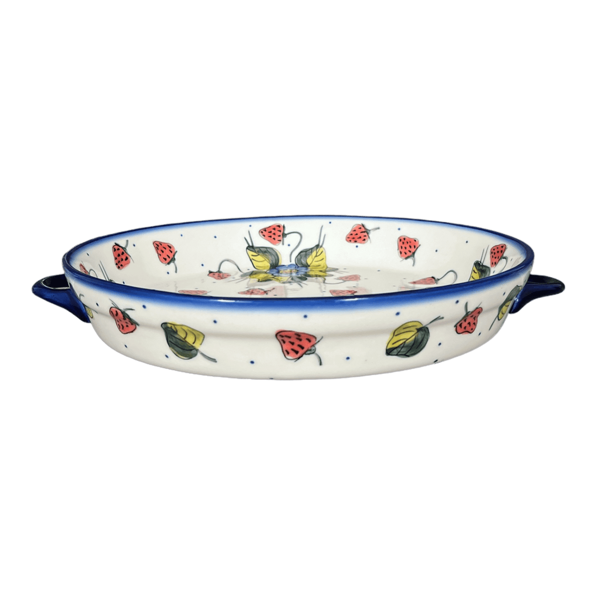 Casserole, Round Dish Handles, 11", WR (WR52C) in "Strawberries & Blossoms" by W.R. Ceramika | WR52C-WR2