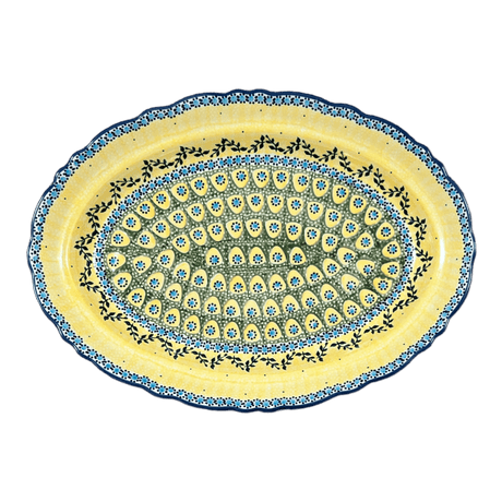 Platter, Oval, Scalloped, 16.75" x 12.25" Large in "Sunnyside Up" by Manufaktura | P165S-GAJ