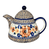 Polish Pottery 0.9 Liter Teapot (Bouquet in a Basket) | C005S-JZK at PolishPotteryOutlet.com
