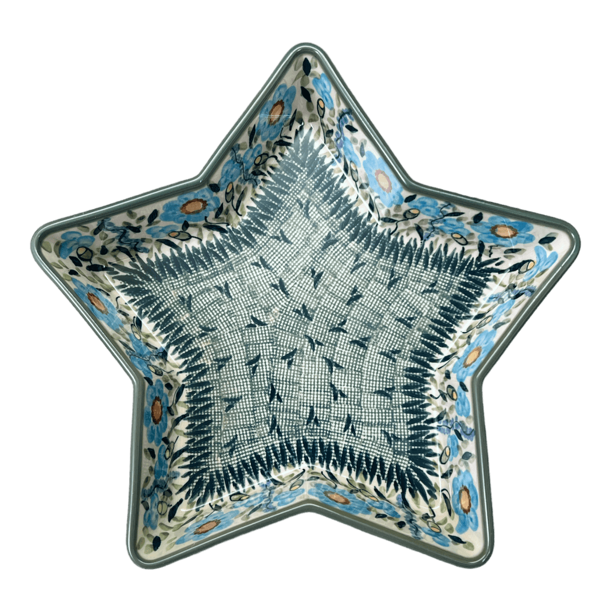 Baker, Star-Shaped, 10" in "Baby Blue Blossoms - Solid Rim" by Manufaktura | M045S-JS49A