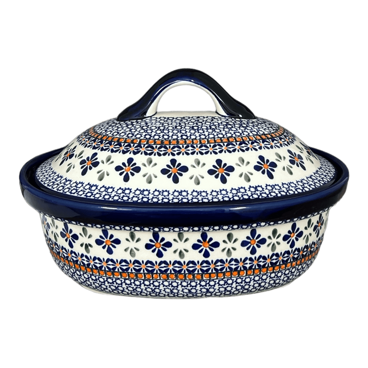 Baker, Covered, 12.5" x 10" Large in "Blue Mosaic Flower" by Zaklady | Y1158-A221A