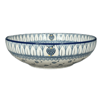 A picture of a Polish Pottery Bowl, Round, Serving, 10.5" in "Lone Owl" by Ceramika Artystyczna | AC36-U4872 as shown at PolishPotteryOutlet.com/products/10-5-serving-bowl-lone-owl-ac36-u4872