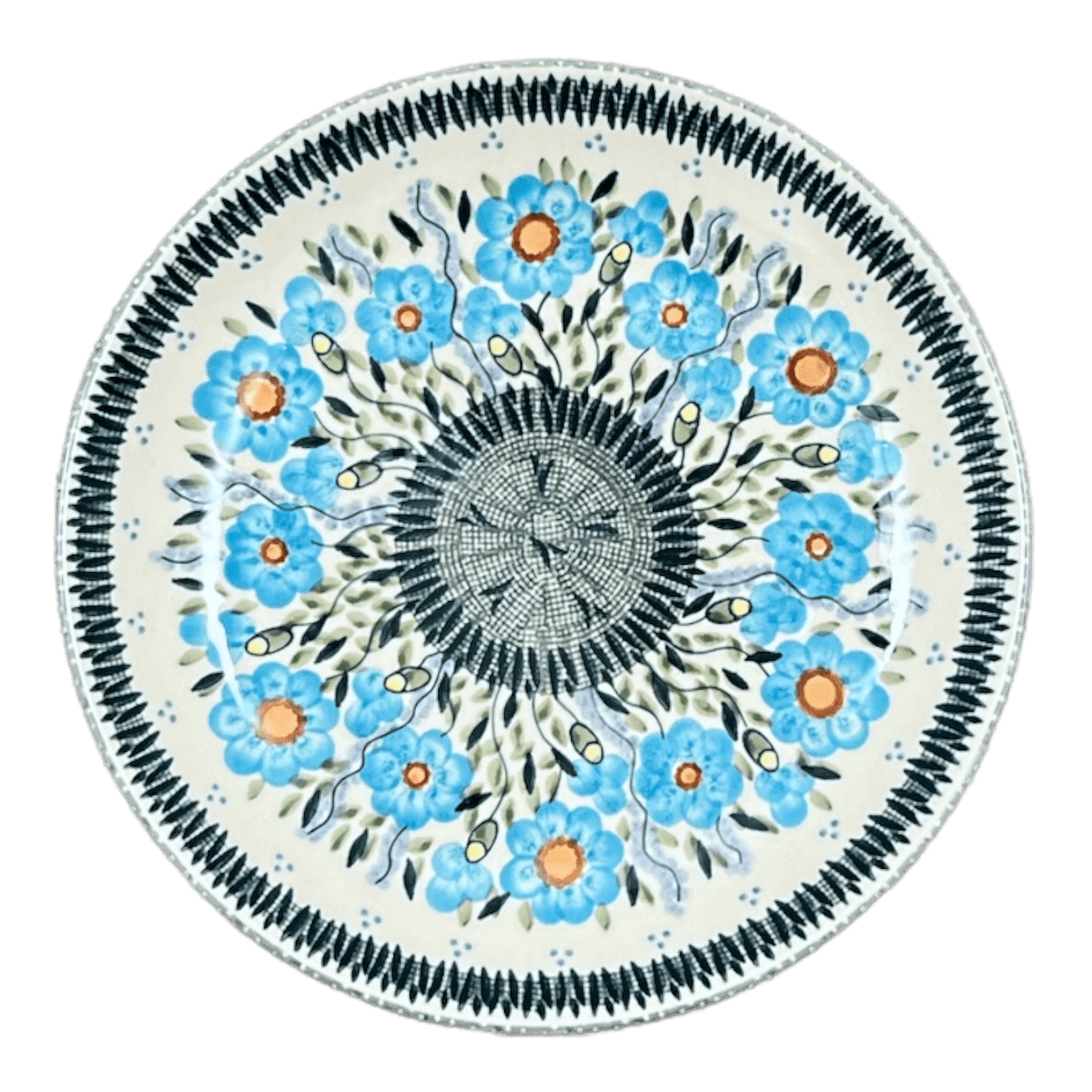 Plate, Round, Dinner, 10" in "Baby Blue Blossoms" by Manufaktura | T132S-JS49