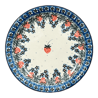 A picture of a Polish Pottery Plate, Round, Salad, 8" in "Strawberry Patch" by Ceramika Artystyczna | A337-721X as shown at PolishPotteryOutlet.com/products/c-a-8-salad-plate-strawberry-patch-a337-721x