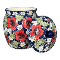 A picture of a Polish Pottery 2 Liter Canister (Poppies & Posies) | P074S-IM02 as shown at PolishPotteryOutlet.com/products/2-liter-canister-poppies-posies-p074s-im02