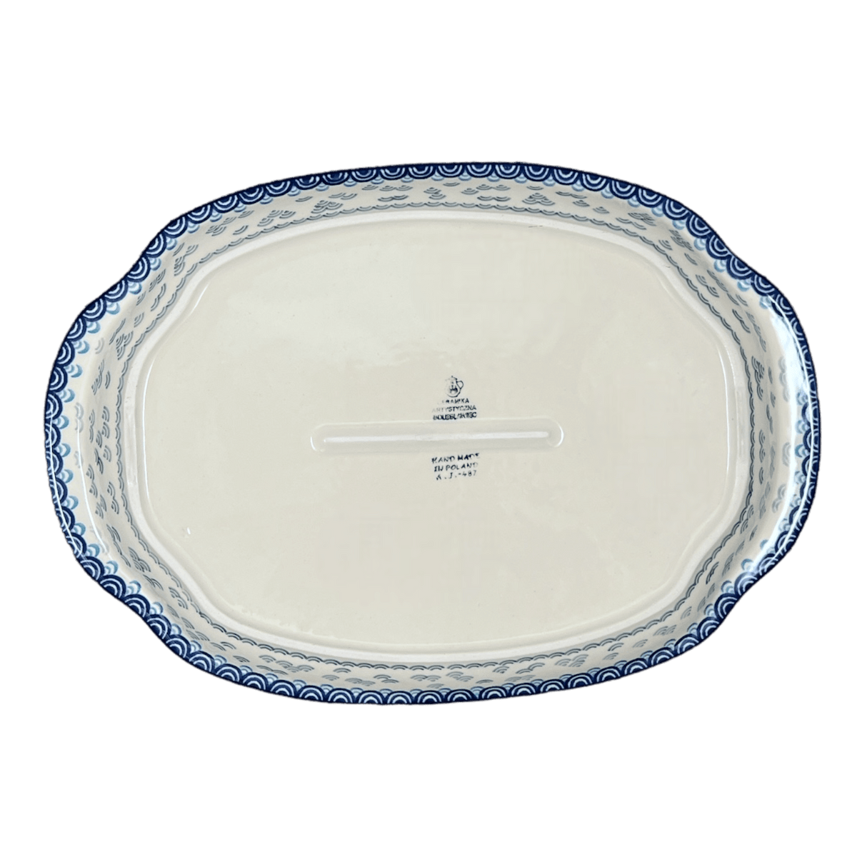 Tray, Oval, Handles, 10.75" x 15.25" in "Koi Pond" by Ceramika Artystyczna | A684-2372X