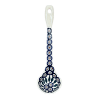 A picture of a Polish Pottery Soup Ladle (Peacock) | C020T-54 as shown at PolishPotteryOutlet.com/products/12-soup-ladle-peacock-c020t-54