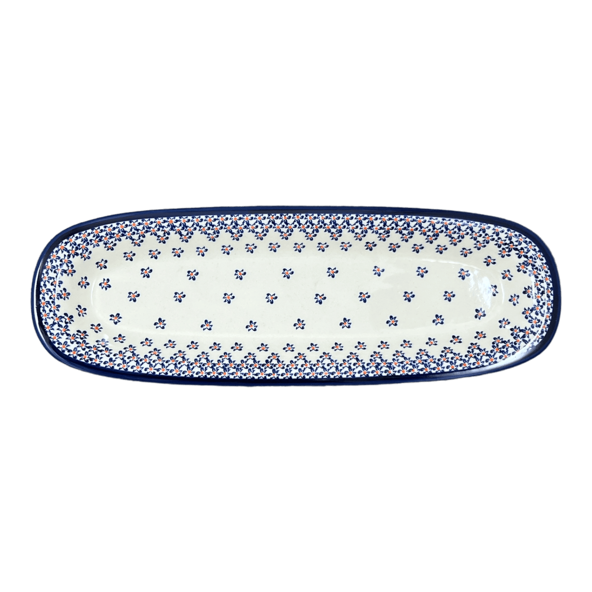 Platter, Oval, 17.5" x 6" in "Falling Blue Daisies" by Zaklady | Y1430A-A882A