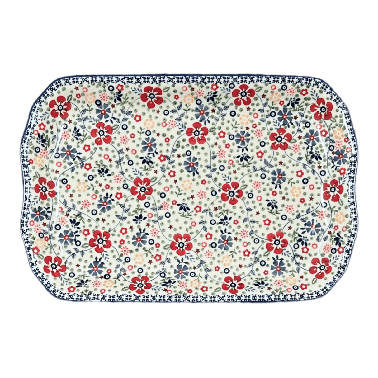 Platter, Rectangular, 11.5" x 17" in "Full Bloom" by Manufaktura | P158S-EO34