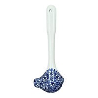 A picture of a Polish Pottery Gravy Ladle (Poppy Persuasion) | L015S-P265 as shown at PolishPotteryOutlet.com/products/7-5-gravy-ladle-poppy-persuasion-l015s-p265