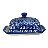 Butter Dish, 7" x 5.5" in "Wavy Blues" by Ceramika Artystyczna | A295-905X